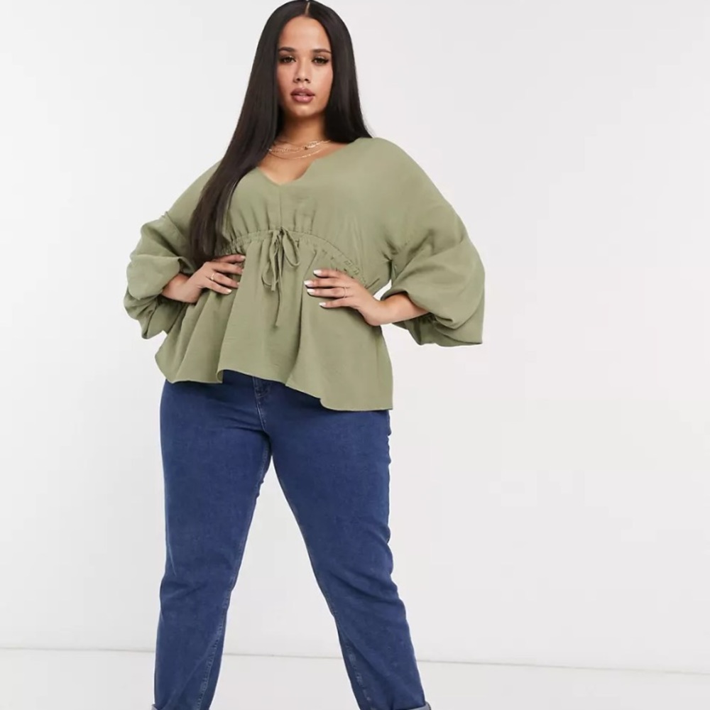 Asos Design Curve Kimono Top with Drawstring Waist Size 16
